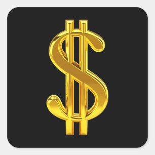 Cool gold dollar sign gambling square sticker