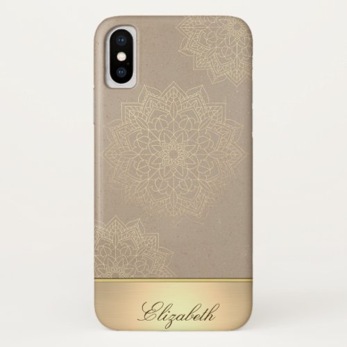 Cool Gold Floral Mandala  _Personalized iPhone XS Case