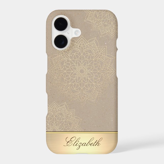 Cool Gold Floral Mandala  -Personalized Case-Mate iPhone Case (Back)