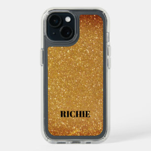 Cool gold glitter custom iPhone 15 Speck case