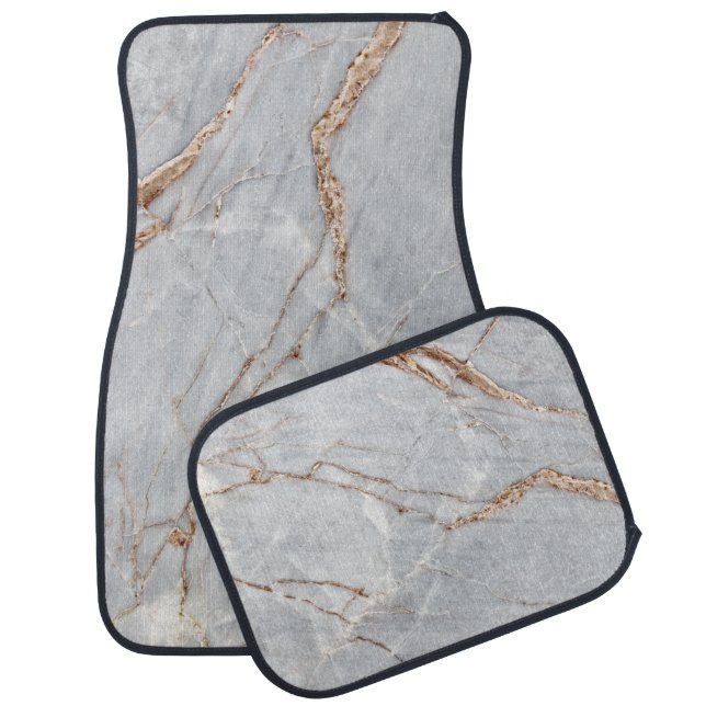 Cool Gold Gray Marble Stone Car Floor Mat (Set)