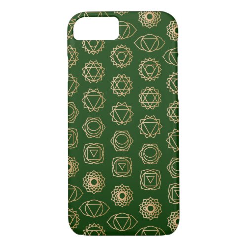 Cool Gold Green Chakra Pattern iPhone 87 Case
