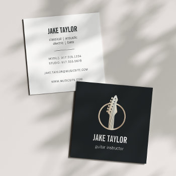 Cool Gold Guitar Instructor Square Business Card by RedwoodAndVine at Zazzle