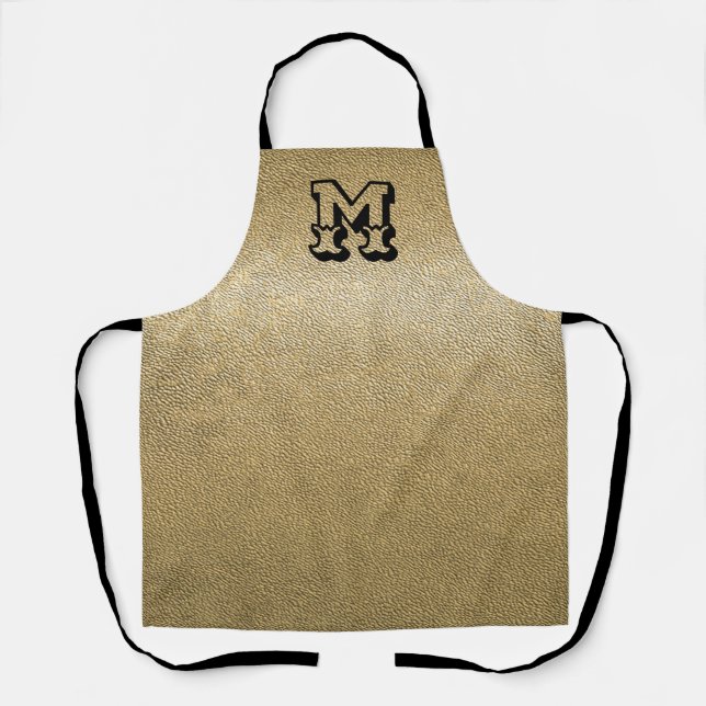 Cool Gold Leather Look  Monogrammed Apron (Front)