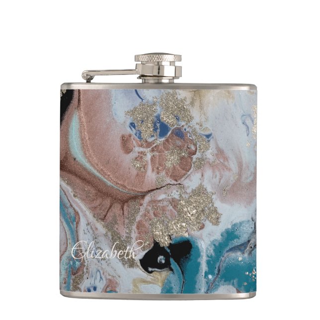Cool Gold Marble Texture Flask (Front)