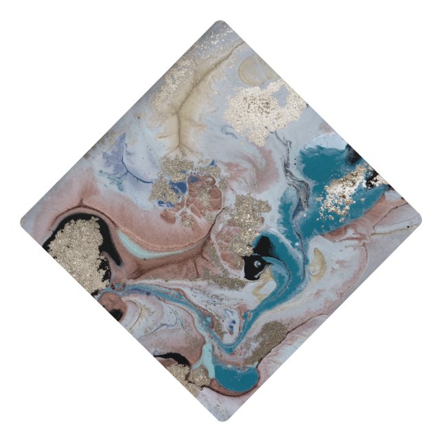 Cool Gold Marble Texture Graduation Cap Topper (Front)