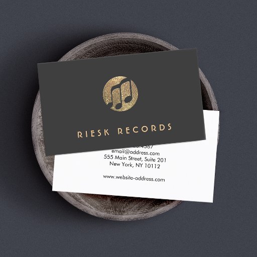 Customizable Cool Gold Music Notes Black Hip Modern Business Card Templates