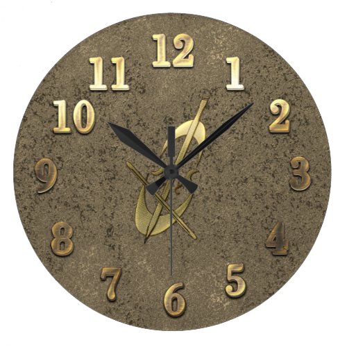 Cool Gold & Old Copper Look Cello Music Clock