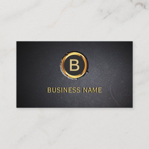 Cool Gold Ring Monogram Coal Black Business Card