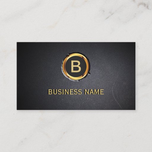 Customizable Cool Gold Ring Monogram Coal Black Business Card