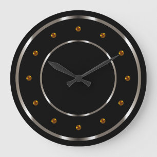 Cool Gold SIlver And Black Metallic Look Large Clock