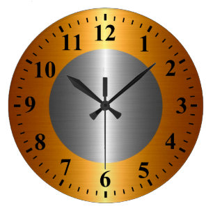 Cool Gold Silver Stainless Steel Metal Large Clock