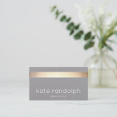 Cool Gold Striped Gray Grey Business Card (Standing Front)