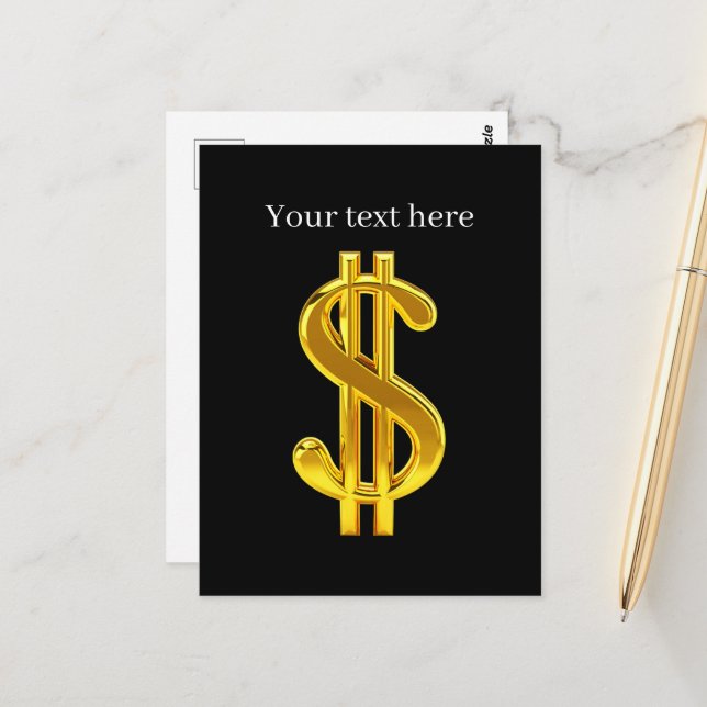 Cool golden money sign Customizable Postcard (Front/Back In Situ)