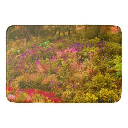 Cool Golden Panoramic Garden Flowers View Bath Mat