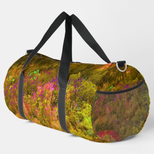 Cool Golden Panoramic Garden Flowers View Duffle Bag