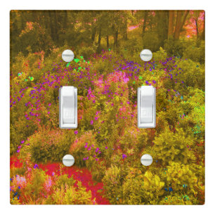 Cool Golden Panoramic Garden Flowers View Light Switch Cover