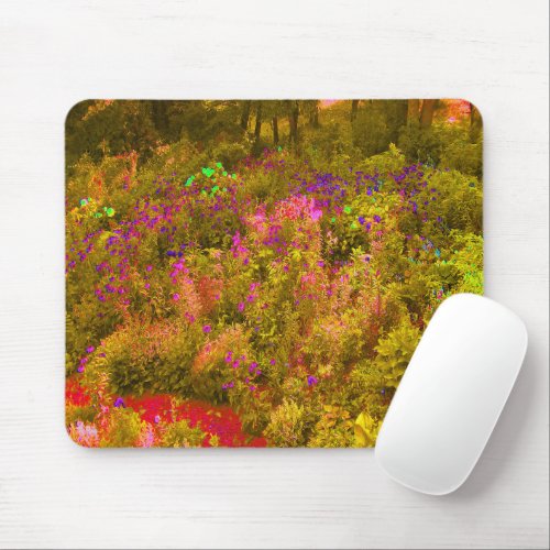 Cool Golden Panoramic Garden Flowers View Mouse Pad