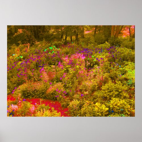 Cool Golden Panoramic Garden Flowers View Poster
