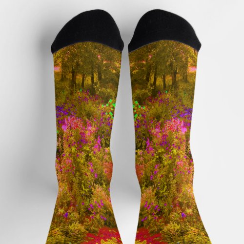 Cool Golden Panoramic Garden Flowers View Socks