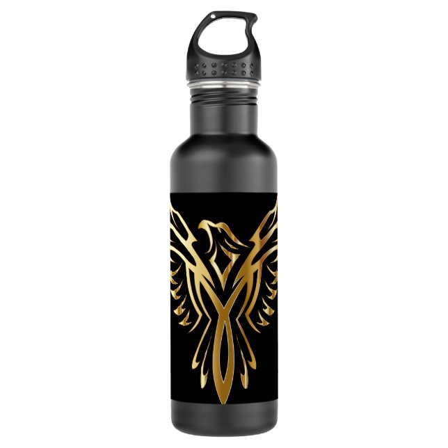 Cool Golden Phoenix Flying Stainless Steel Water Bottle (Front)