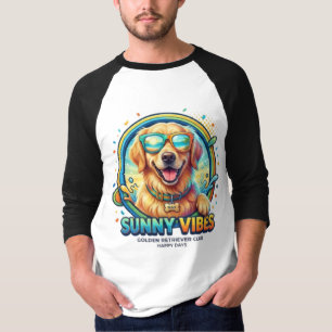 Cool Golden Retriever 3D Graphic Funny Dog Sunglas T-Shirt