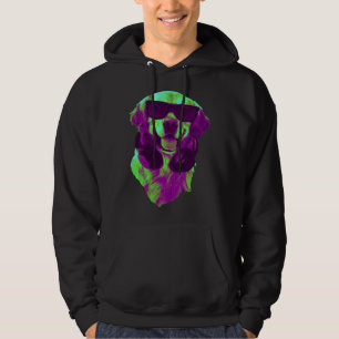 Cool Golden Retriever DJ with Headphones & Sunglas Hoodie