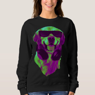 Cool Golden Retriever DJ with Headphones & Sunglas Sweatshirt