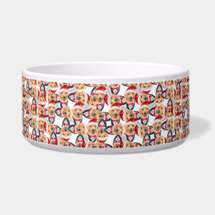 Cool Golden Retriever Name Santa Christmas Pattern Bowl
