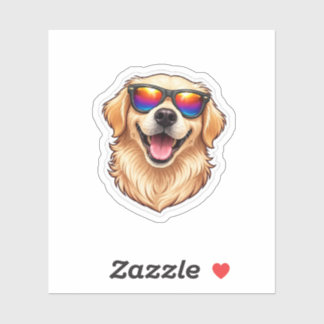 Cool Golden Retriever Sunglasses Sticker