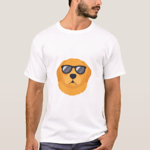 Cool Golden Retriever with Reflective Sunglasses - T-Shirt