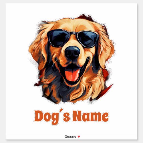 Cool Golden Retriever With Sunglasses Sticker