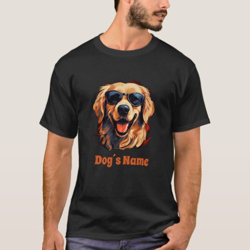 Cool Golden Retriever With Sunglasses T_Shirt