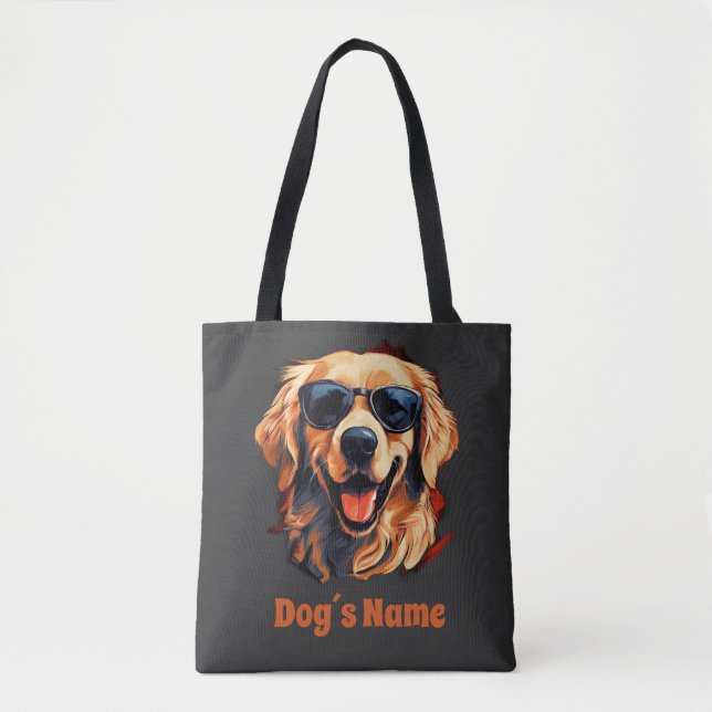 Cool Golden Retriever With Sunglasses Tote Bag (Front)