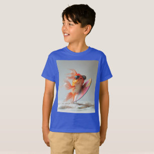 Cool Goldfish Surfing on a Wave T-Shirt