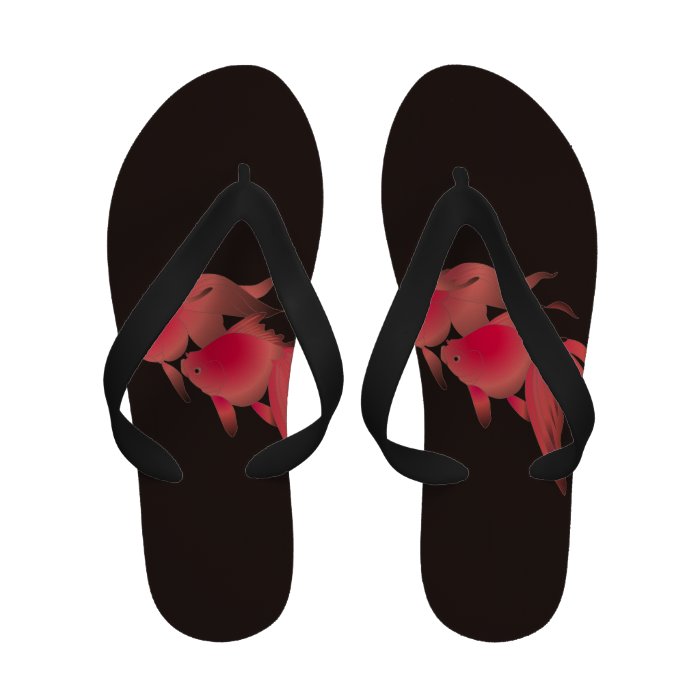 COOL goldfish swimming in the black darkness Flip Flops