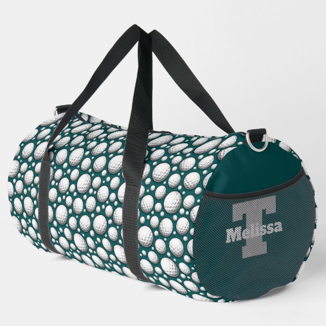 Cool golf ball pattern add monogram  duffle bag (Right Corner)