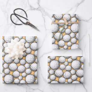 cool Golf ball sports lovers tiled Wrapping Paper Sheets