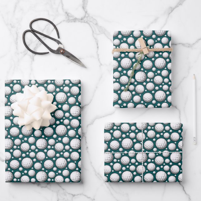 cool golf ball sports pattern tiled  wrapping paper sheets (Front)