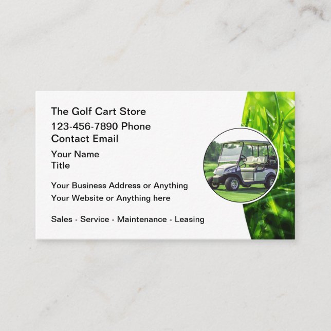 Cool Golf Cart Service Store Appointment Card (Front)