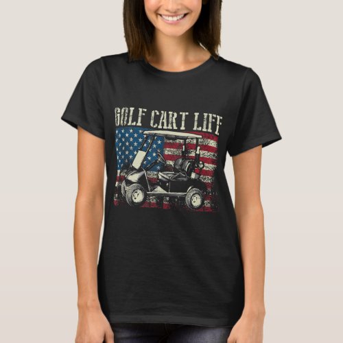Cool Golf Cart Vintage US Flag Funny Golfing Gift  T_Shirt