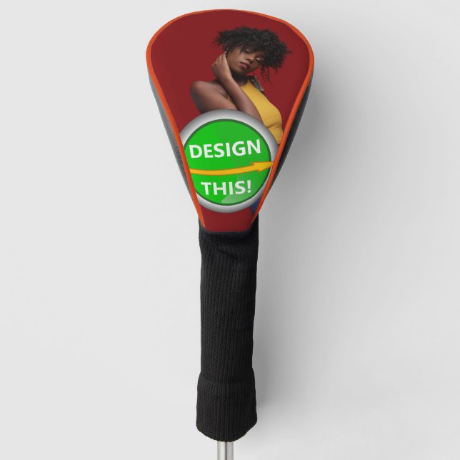 COOL! Golf Driver Head Cover - Orange trim -Custom (Front)
