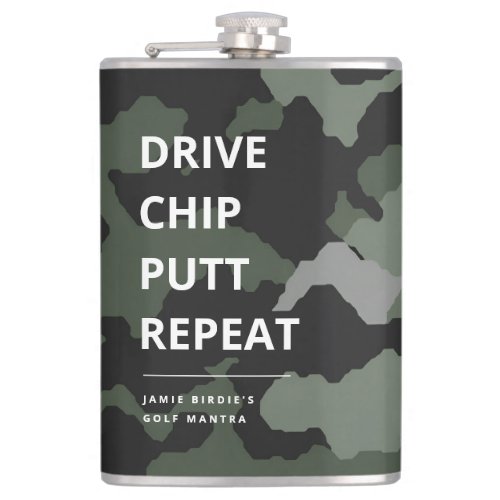 COOL GOLF FATHERS DAY DRIVE CHIP PUTT REPEAT CAMO FLASK