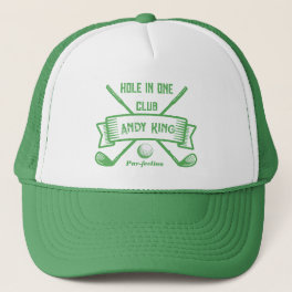 Cool Golf Hats, Hole-in-one Golf Theme Golf Gift Trucker Hat
