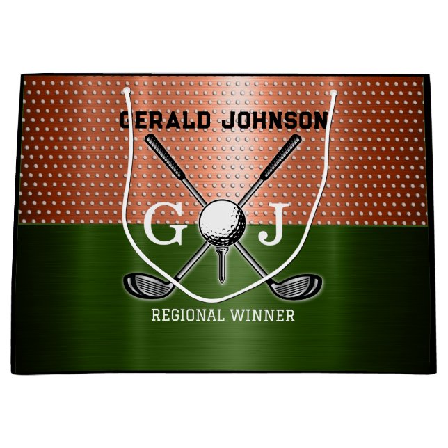 Cool Golf Monogram Design Large Gift Bag (Front)