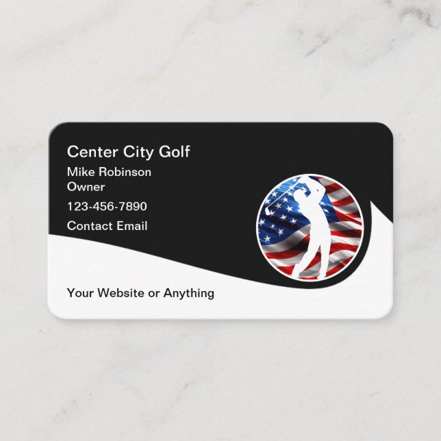 Cool Golf Theme Modern Business Cards Round Corner (Front)