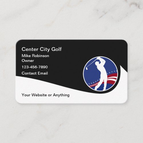 Cool Golf Theme Modern Business Cards Round Corner