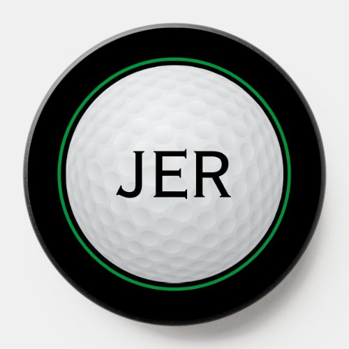 Cool Golfer Monogram Golf Ball Sports Black Green PopSocket
