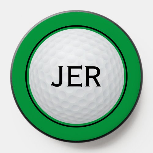 Cool Golfer Monogram Golf Ball Sports Green Black PopSocket
