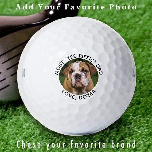 Cool Golfer Personalized Modern Pet Dog Photo Golf Balls